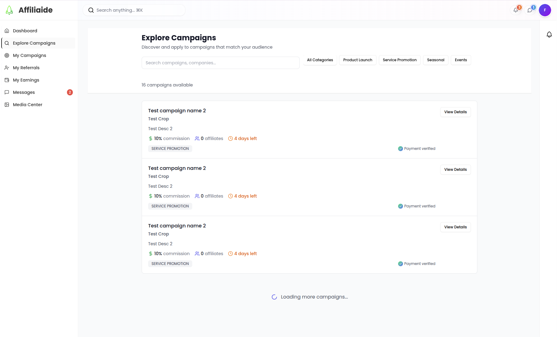 Affiliaide Platform