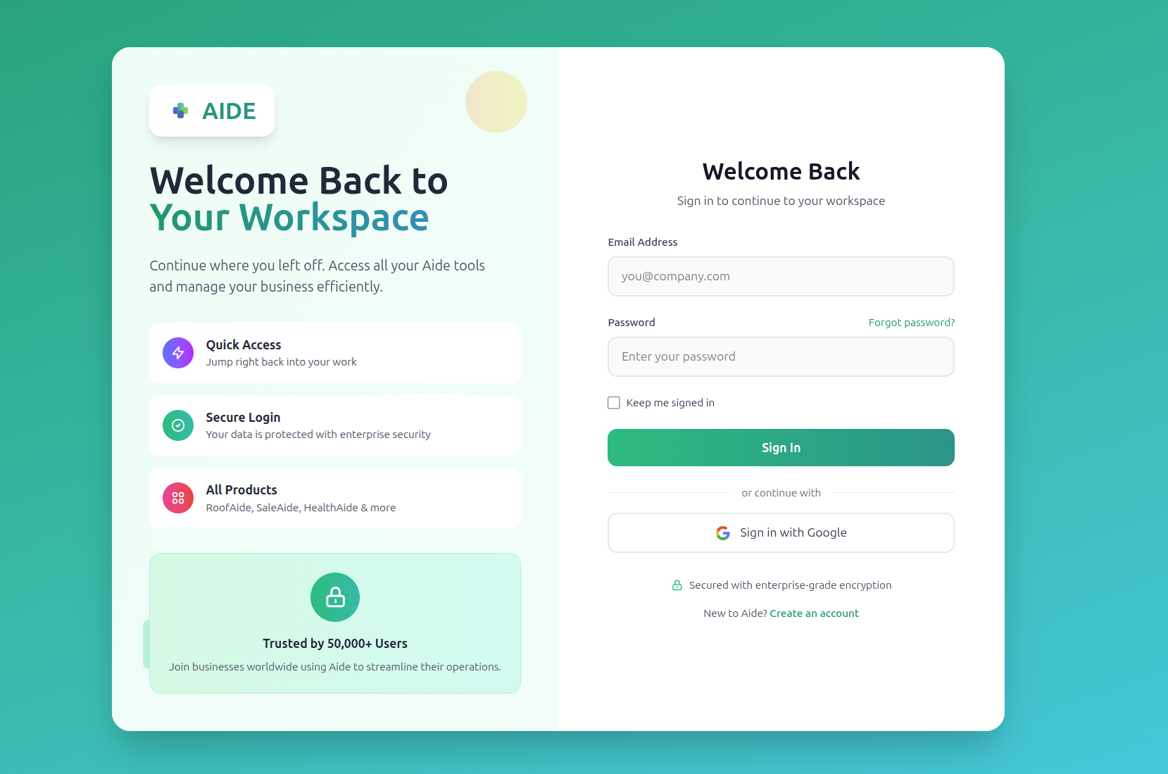 Single Sign-On for Aide Products